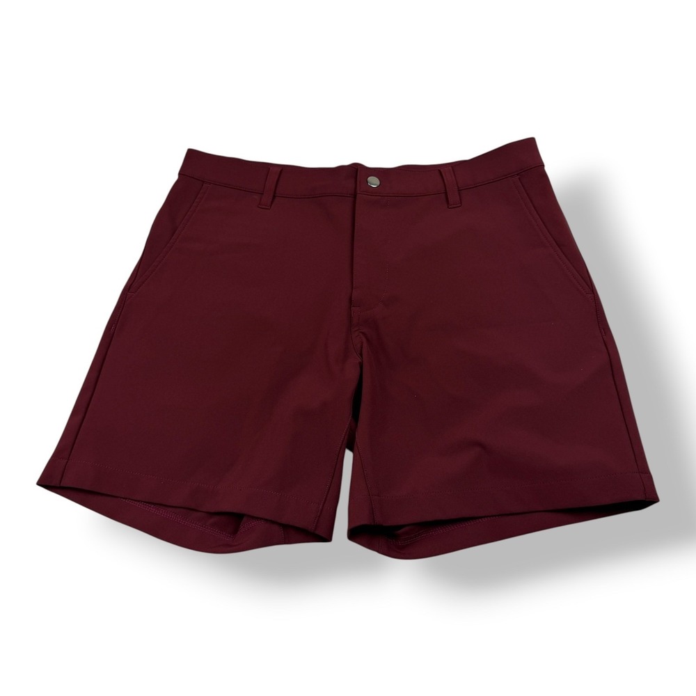 State and Liberty Mens Burgundy Athletic Fit Performance Chino Shorts 33x6.5
